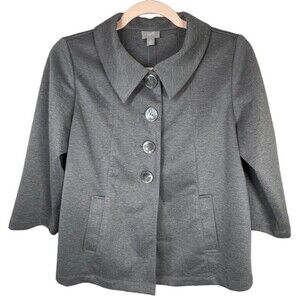 J. Jill Womens A-Line Jacket Size S Petite Button Front Coat 3/4 Sleeve Collared